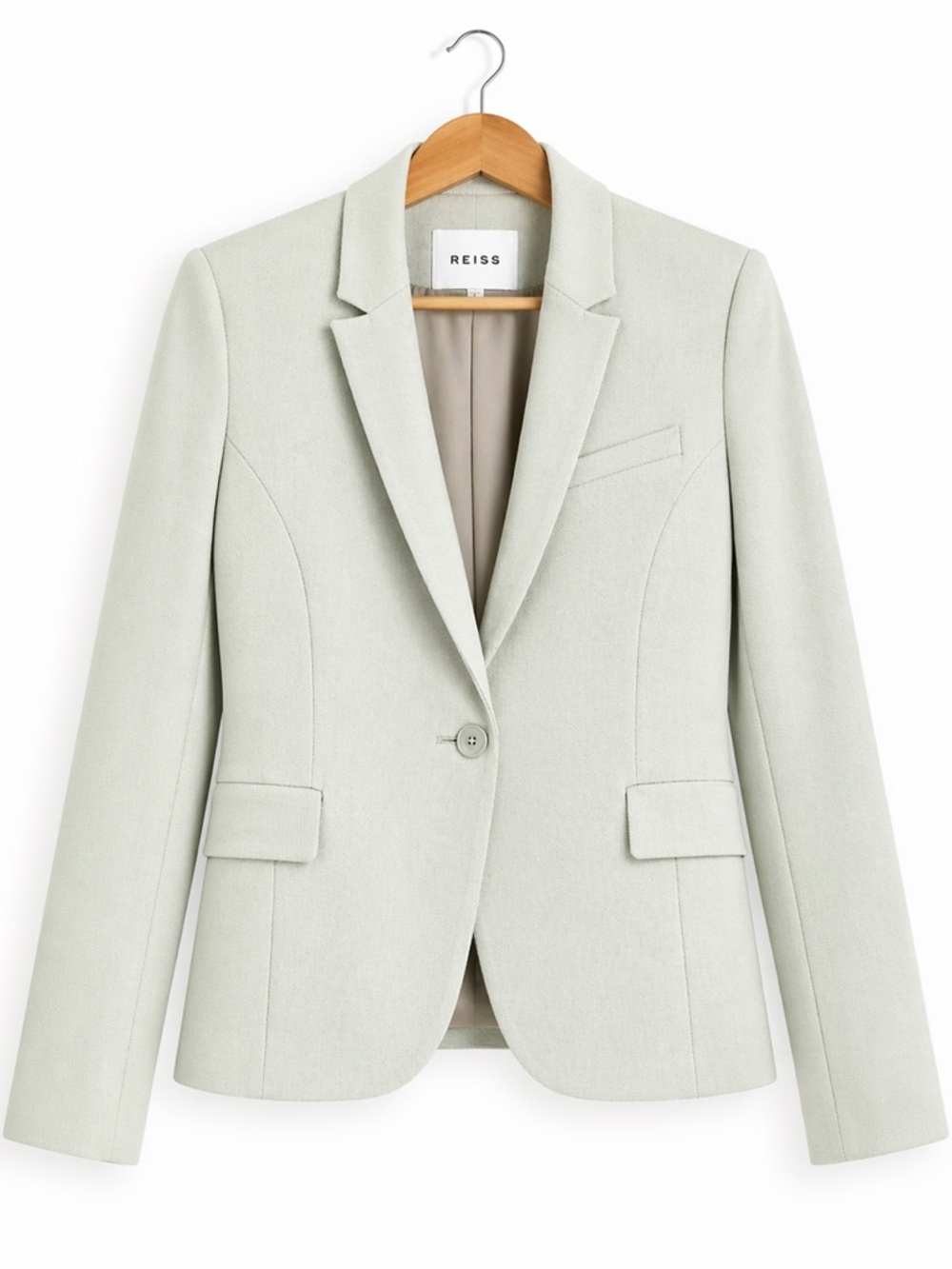 REISS Women's raffa wool blend blazer jacket in mist green size 0